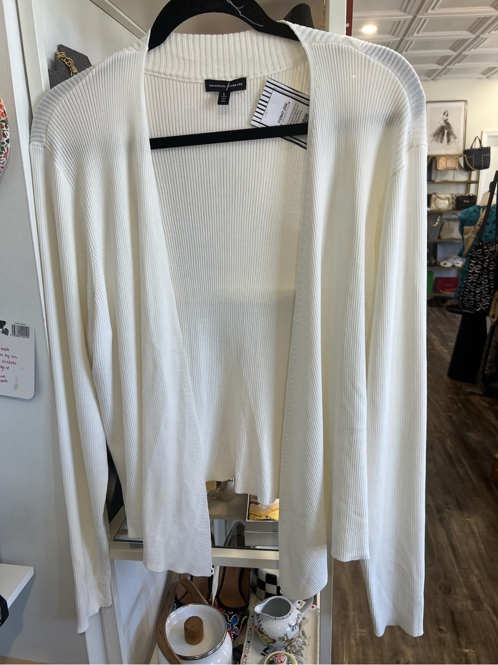 Universal Standard White Open-Front Ribbed Cardigan